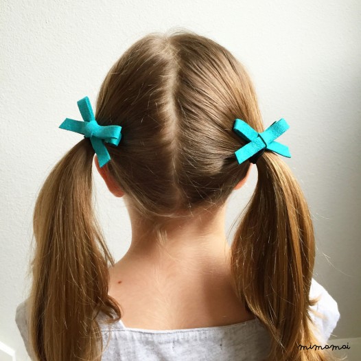 Barrette &agrave; Noeud Simili Daim - Rose