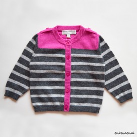Striped Cardigan - Pink / Anthracite