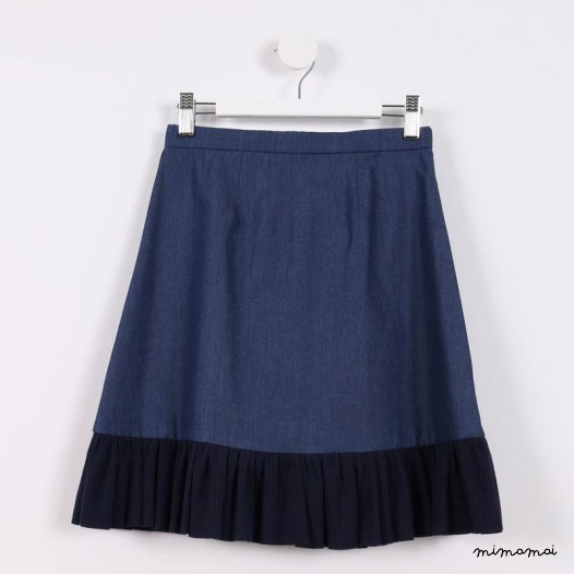 Flared Hem Skirt blue denim