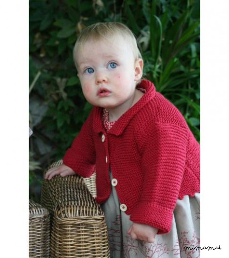 Scalloped Cardigan in Red