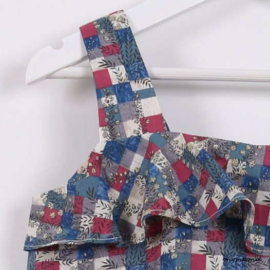 Frill Top blue and maroon