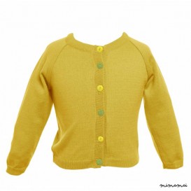 Girls Classic Cotton Cardigan in Mustard
