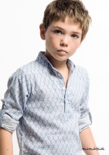 Child blue print shirt