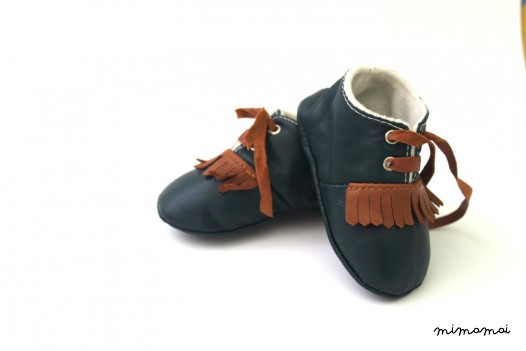 3-6 Months Slippers / Baby Shoes Lamb Leather Green Brown Coffee