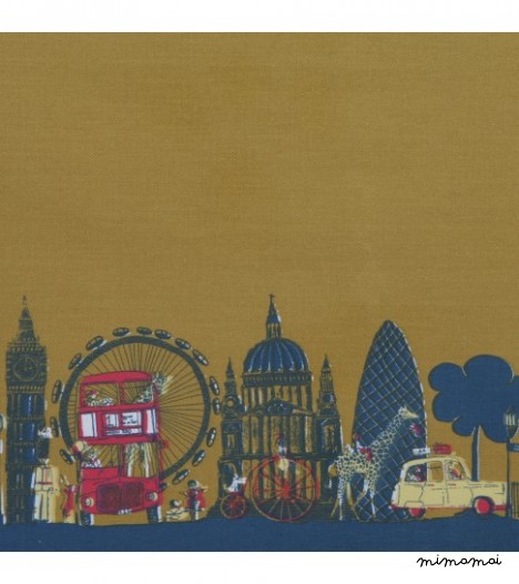 Martha Dress London Print in Mustard