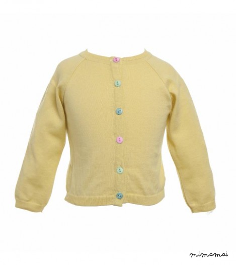 Classic Cardigan In Lemon Yellow