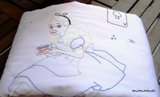 Alice in Wonderland hand embroidered baby girl's blanket baby shower rose white nursery