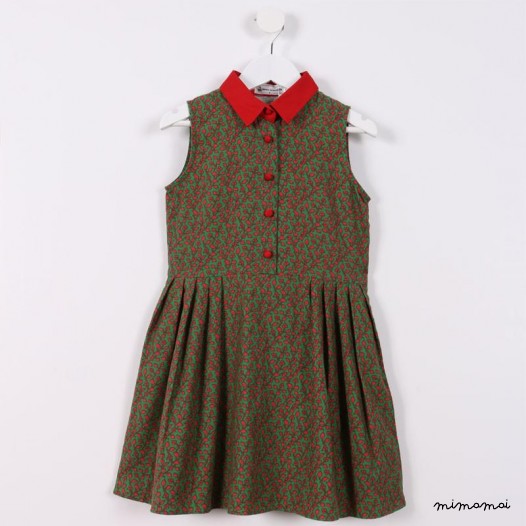 Pleated Shirtdress red leaves