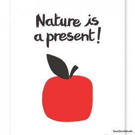 Affiche vintage enfant pomme rouge