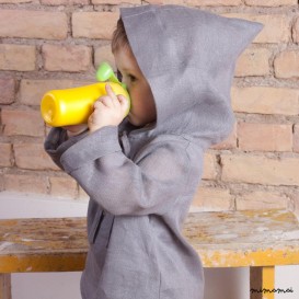 Natural linen hoodie.Wide