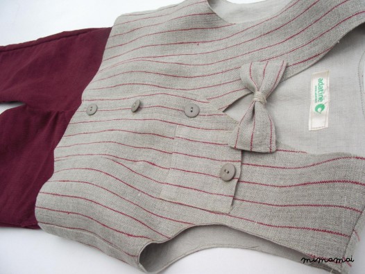 Natural linen striped vest