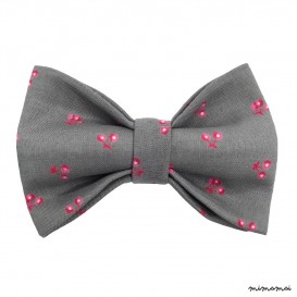 Child grey with little cherry bow tie, cotton