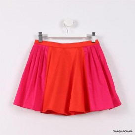 Two-way Pleated Skirt deep orange