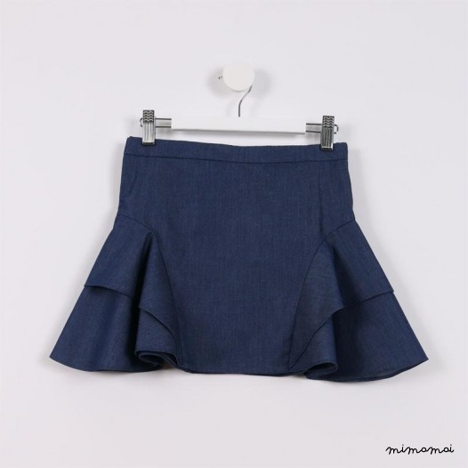 Side Flare Skirt blue denim