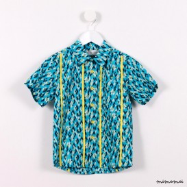 Short-sleeved Piped Shirt green graphic print