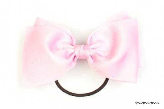 Large Bow Ponytail Holder - Light Pink