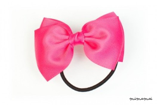 Medium Bow Ponytail Holder - Shocking Pink
