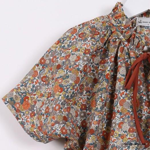Loose Tie-Front Top Orange floral