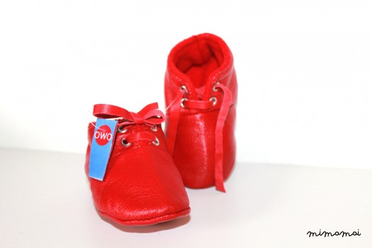 3-6 Months Slippers / Baby Shoes Lamb Leather RED