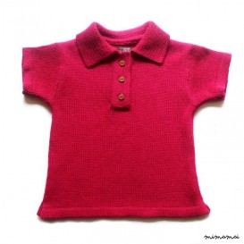 Babies/Children's knitted Merino wool Poloshirt/Sweater shirt with handmade oak buttons