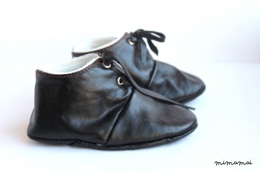 18 - 24 Months Slippers / Baby Shoes Lamb Leather Black